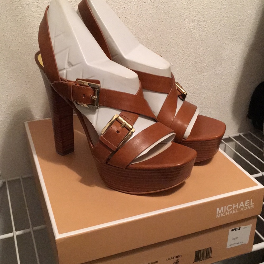 Brown Leather Chunky Heel